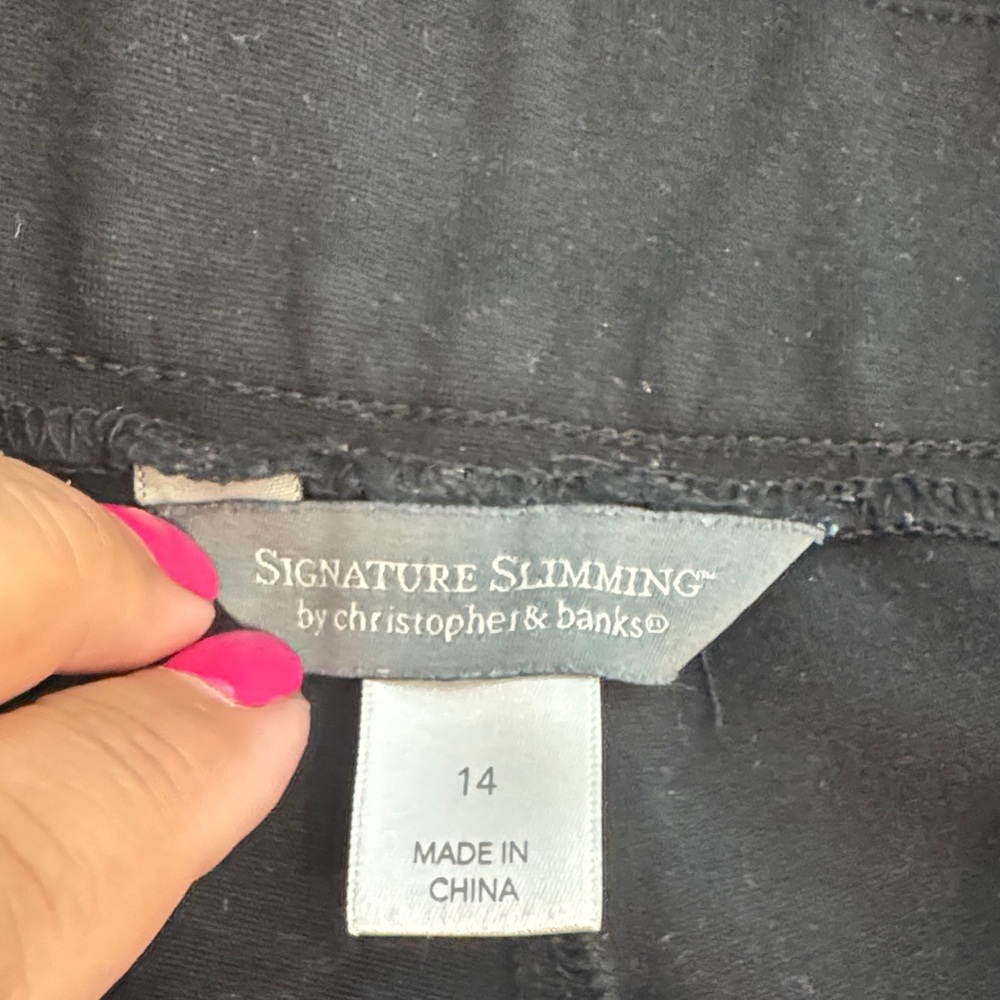 Christopher & Banks 14  Signature Slimming stretch Black Ankle Pants - Picture 3 of 6